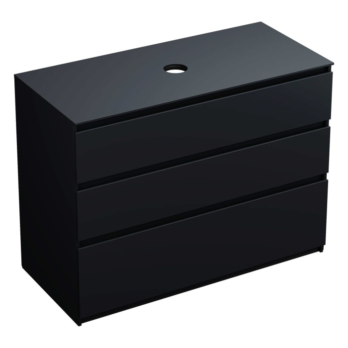 burgbad Lin20 Waschtischunterschrank mit Konsolenplatte 120 cm, 3 Auszüge, Beckenausschnitt mittig