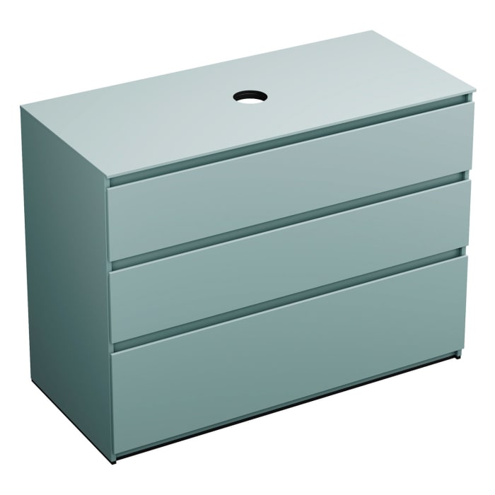 burgbad Lin20 Waschtischunterschrank mit Konsolenplatte 120 cm,  3 Auszüge, Beckenausschnitt mittig