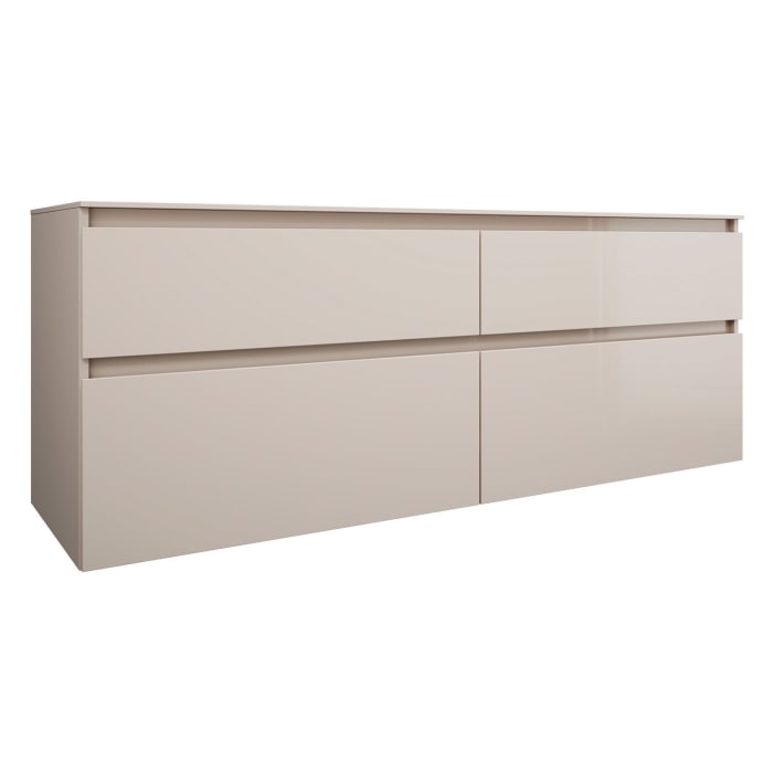 burgbad Lin20 Waschtischunterschrank mit Konsolenplatte 160 cm, 4 Auszüge, Beckenausschnitt links