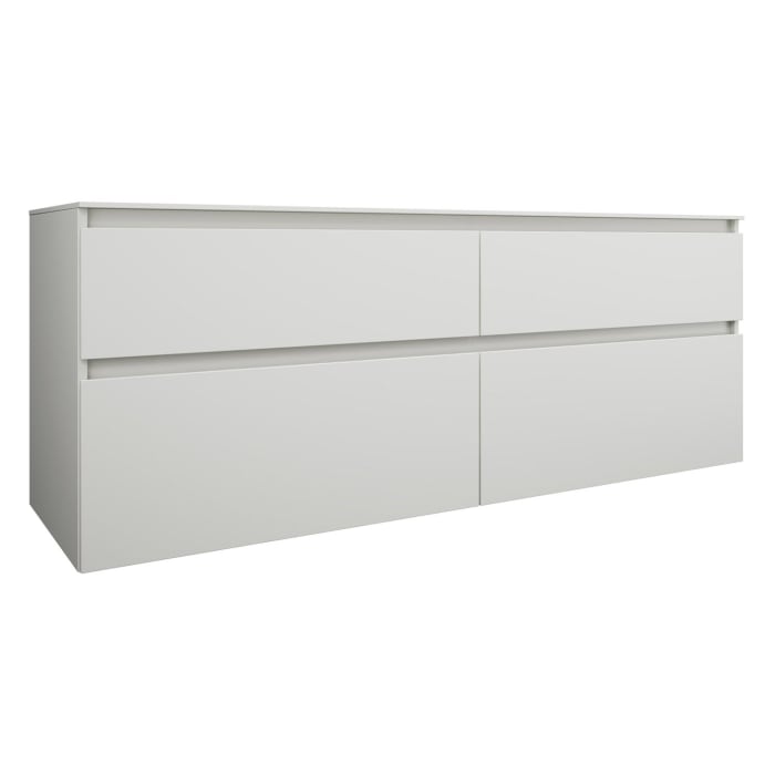 burgbad Lin20 Waschtischunterschrank mit Konsolenplatte 160 cm, 4 Auszüge, Beckenausschnitt links