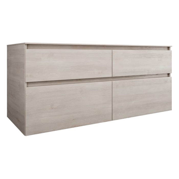 burgbad Lin20 Waschtischunterschrank mit Konsolenplatte 140 cm, 4 Auszüge, Beckenausschnitt links und rechts