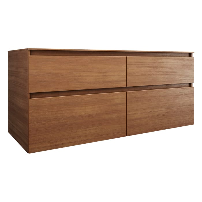 burgbad Lin20 Waschtischunterschrank mit Konsolenplatte 140 cm, 4 Auszüge, Beckenausschnitt links und rechts