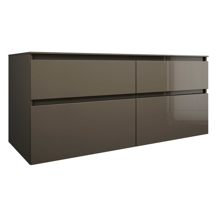 burgbad Lin20 Waschtischunterschrank mit Konsolenplatte 140 cm, 4 Auszüge, Beckenausschnitt links und rechts