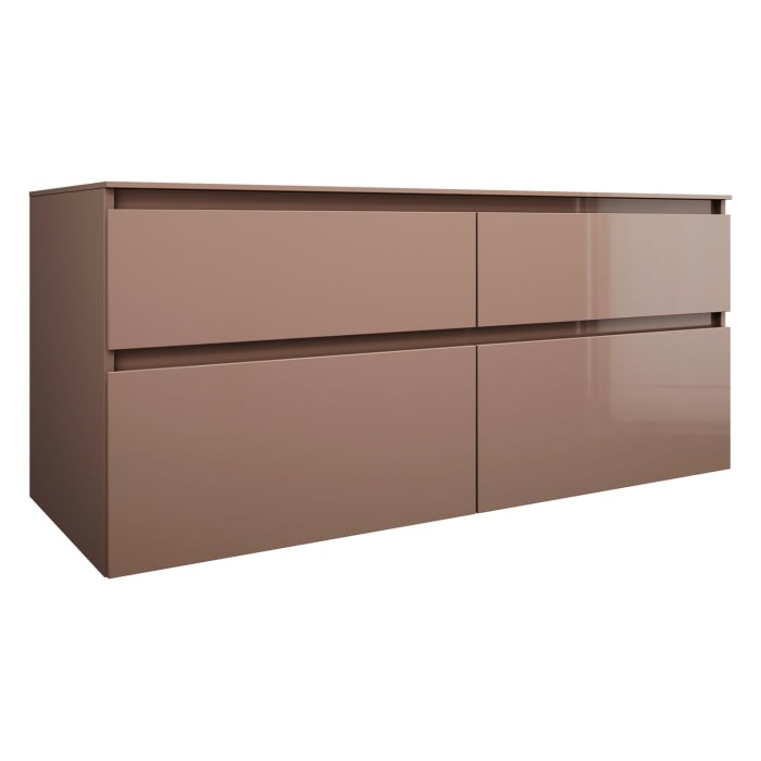 burgbad Lin20 Waschtischunterschrank mit Konsolenplatte 140 cm, 4 Auszüge, Beckenausschnitt links und rechts