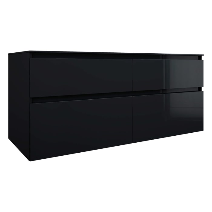 burgbad Lin20 Waschtischunterschrank mit Konsolenplatte 140 cm, 4 Auszüge, Beckenausschnitt links und rechts