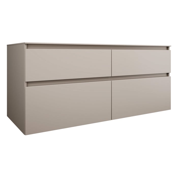 burgbad Lin20 Waschtischunterschrank mit Konsolenplatte 140 cm, 4 Auszüge, Beckenausschnitt links und rechts