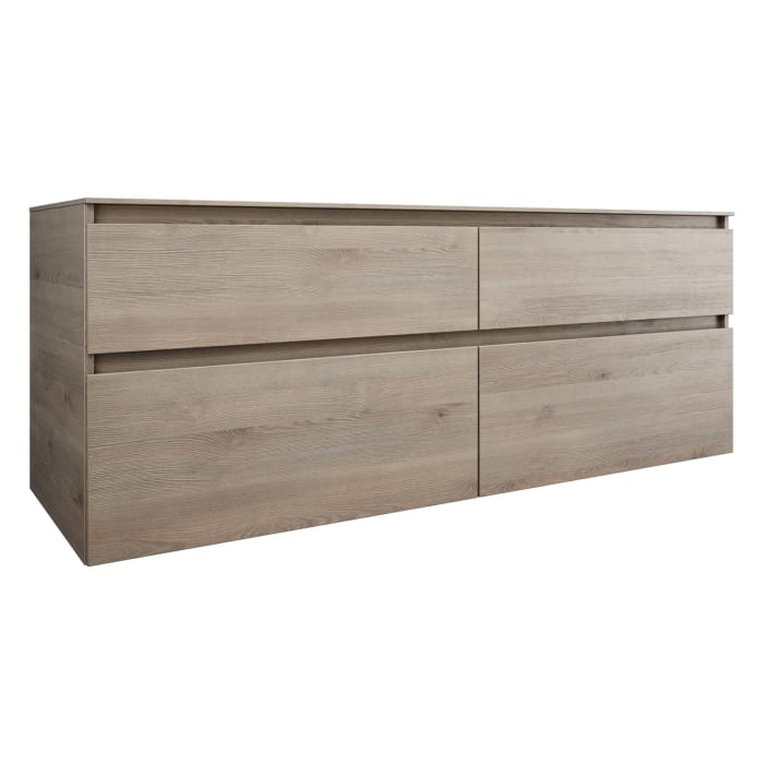 burgbad Lin20 Waschtischunterschrank mit Konsolenplatte 160 cm, 4 Auszüge, Beckenausschnitt links und rechts