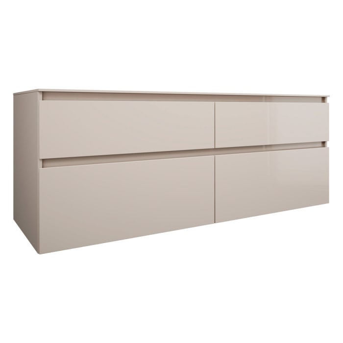 burgbad Lin20 Waschtischunterschrank mit Konsolenplatte 160 cm, 4 Auszüge, Beckenausschnitt links und rechts