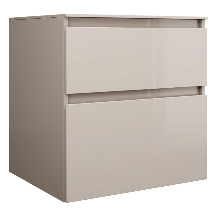 burgbad Lin20 Waschtischunterschrank mit Konsolenplatte 60 cm, 2 Auszüge, Beckenausschnitt mittig