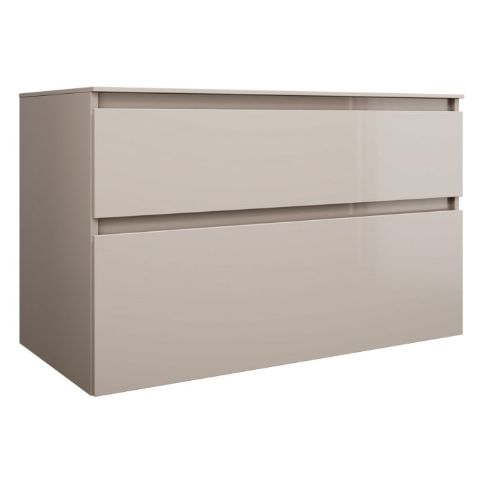 burgbad Lin20 Waschtischunterschrank mit Konsolenplatte 100 cm, 2 Auszüge, Beckenausschnitt mittig