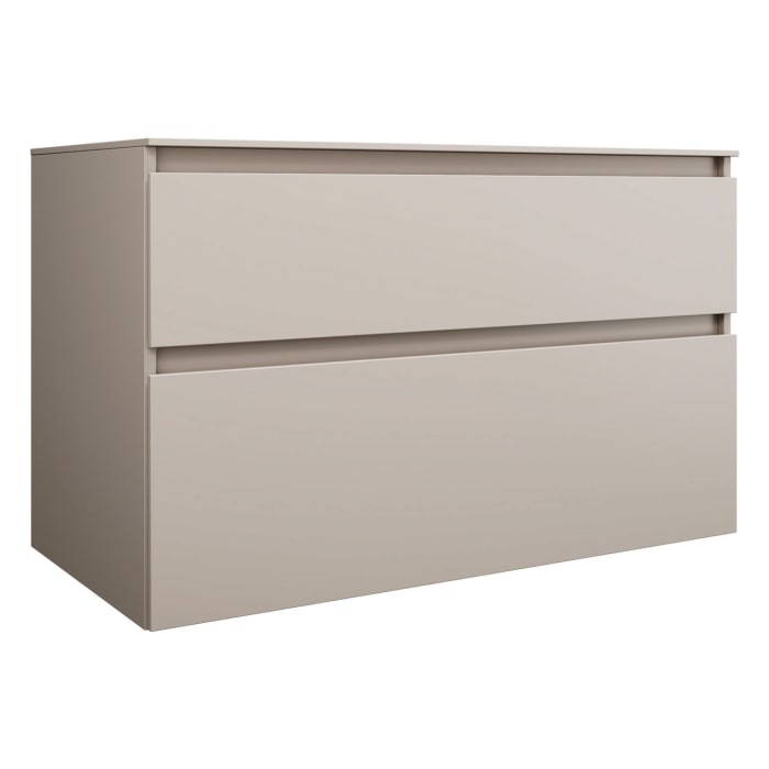 burgbad Lin20 Waschtischunterschrank mit Konsolenplatte 100 cm, 2 Auszüge, Beckenausschnitt mittig