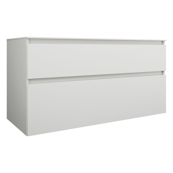 burgbad Lin20 Waschtischunterschrank mit Konsolenplatte 120 cm, 2 Auszüge, Beckenausschnitt mittig