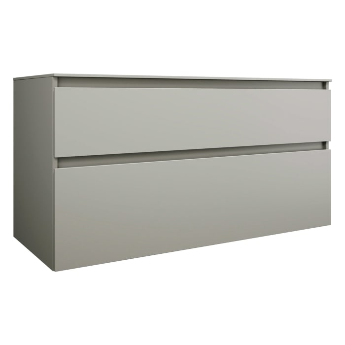 burgbad Lin20 Waschtischunterschrank mit Konsolenplatte 120 cm, 2 Auszüge, Beckenausschnitt mittig