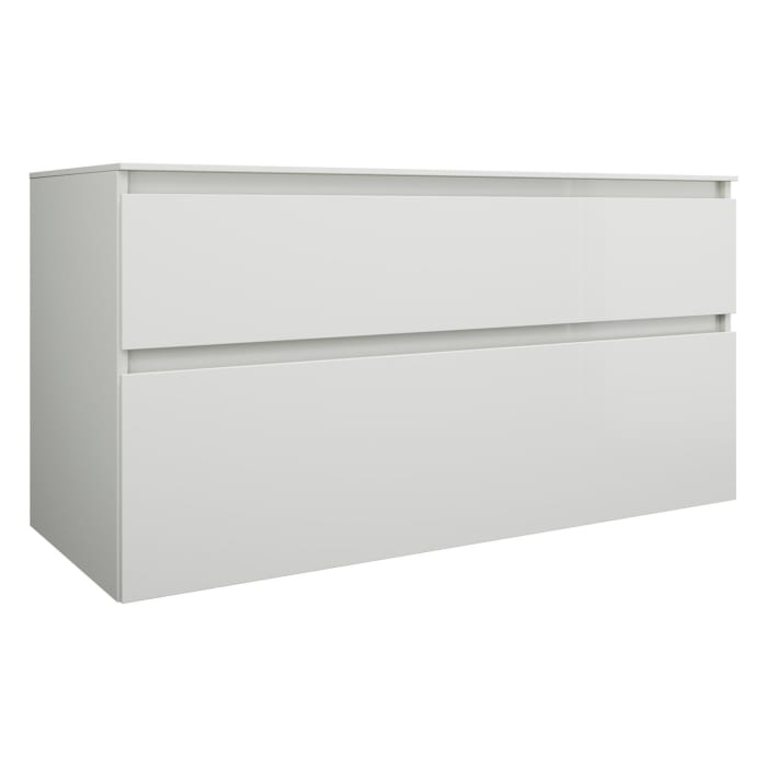 burgbad Lin20 Waschtischunterschrank mit Konsolenplatte 120 cm, 2 Auszüge, Beckenausschnitt mittig