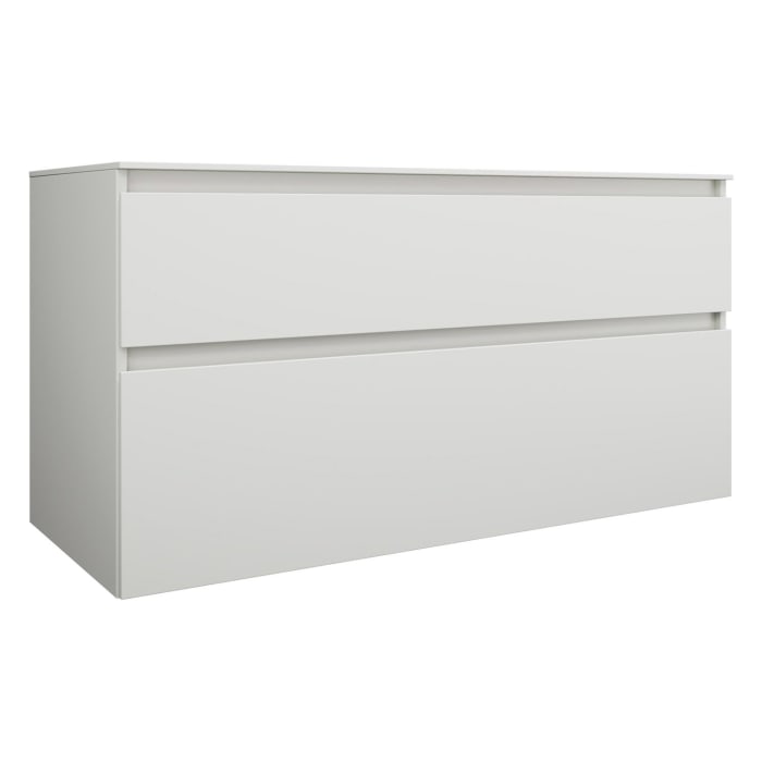 burgbad Lin20 Waschtischunterschrank mit Konsolenplatte 120 cm, 2 Auszüge, Beckenausschnitt mittig