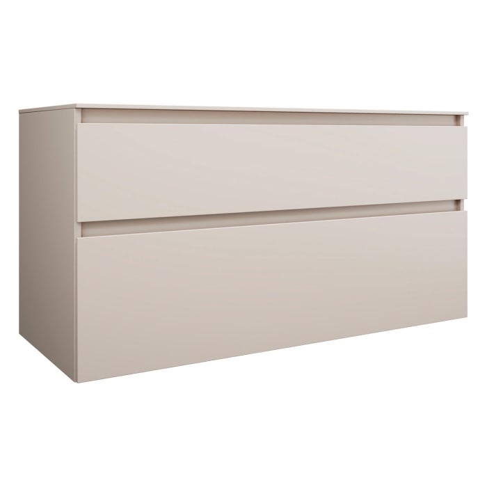 burgbad Lin20 Waschtischunterschrank mit Konsolenplatte 120 cm, 2 Auszüge, Beckenausschnitt mittig