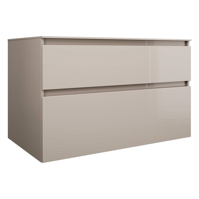 burgbad Lin20 Waschtischunterschrank mit Konsolenplatte 100 cm, 2 Auszüge, Beckenausschnitt mittig