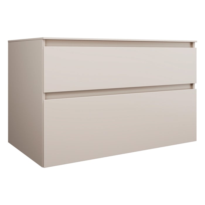 burgbad Lin20 Waschtischunterschrank mit Konsolenplatte 100 cm, 2 Auszüge, Beckenausschnitt mittig