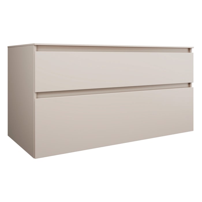 burgbad Lin20 Waschtischunterschrank mit Konsolenplatte 120 cm, 2 Auszüge, Beckenausschnitt mittig