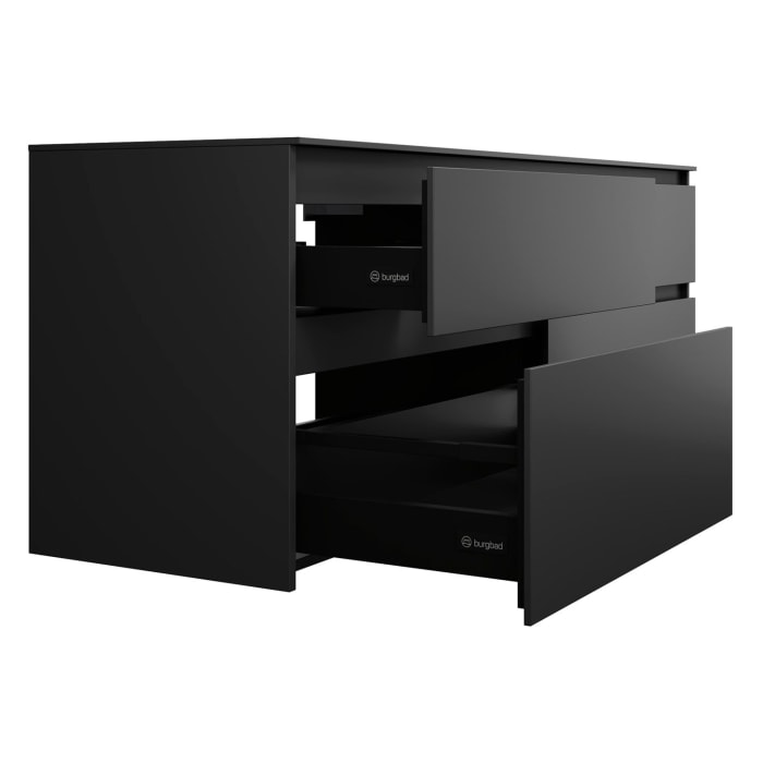 burgbad Lin20 Waschtischunterschrank mit Konsolenplatte 160 cm, 4 Auszüge, Beckenausschnitt links