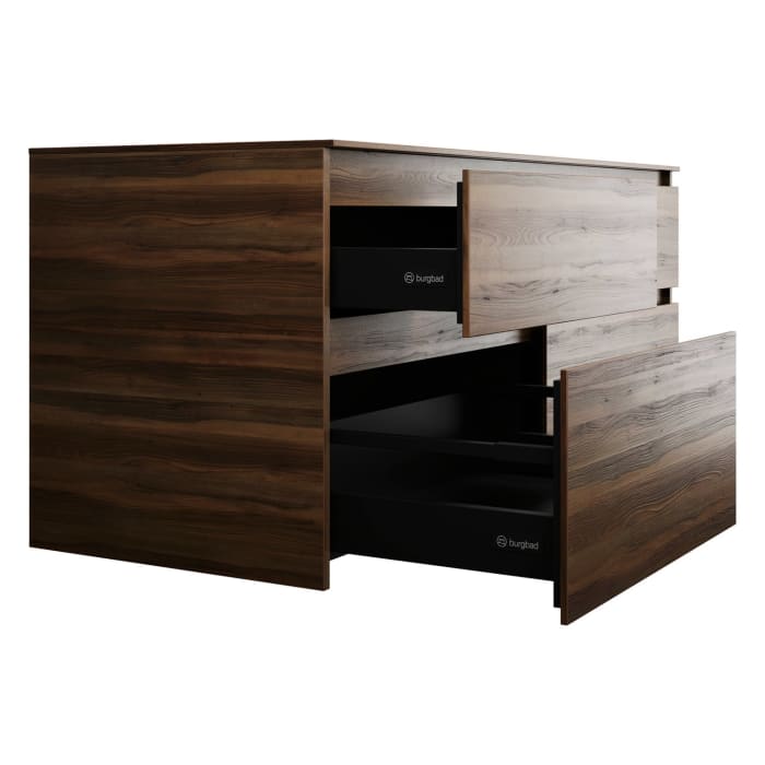 burgbad Lin20 Waschtischunterschrank mit Konsolenplatte 140 cm, 4 Auszüge, Beckenausschnitt links und rechts