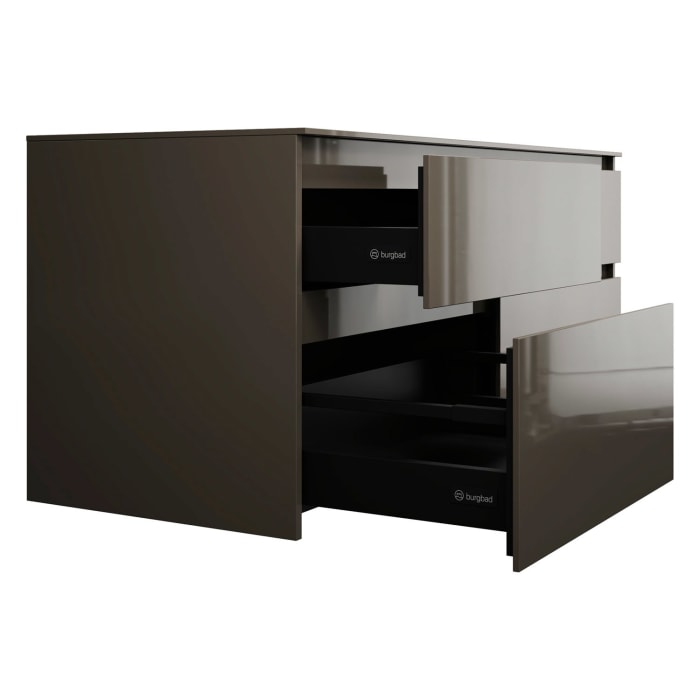 burgbad Lin20 Waschtischunterschrank mit Konsolenplatte 140 cm, 4 Auszüge, Beckenausschnitt links und rechts