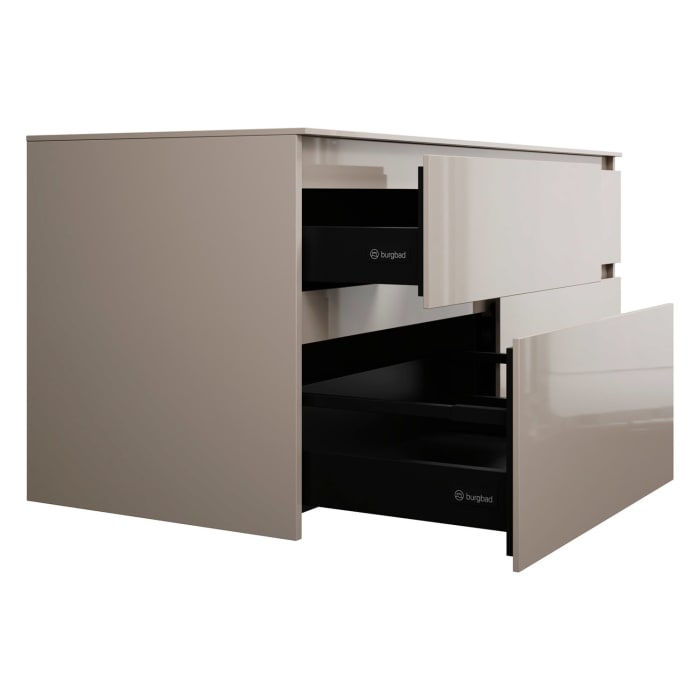 burgbad Lin20 Waschtischunterschrank mit Konsolenplatte 140 cm, 4 Auszüge, Beckenausschnitt links und rechts