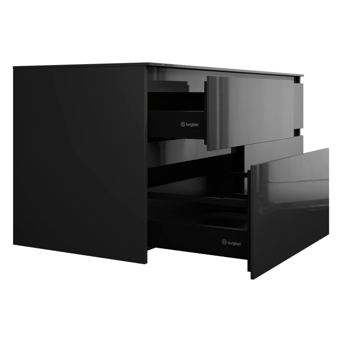 burgbad Lin20 Waschtischunterschrank mit Konsolenplatte 140 cm, 4 Auszüge, Beckenausschnitt links und rechts