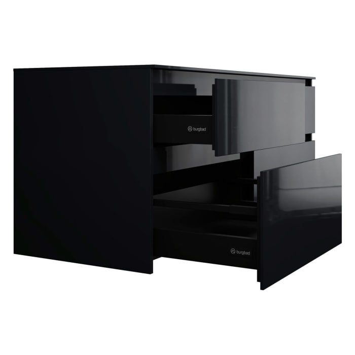 burgbad Lin20 Waschtischunterschrank mit Konsolenplatte 140 cm, 4 Auszüge, Beckenausschnitt links und rechts