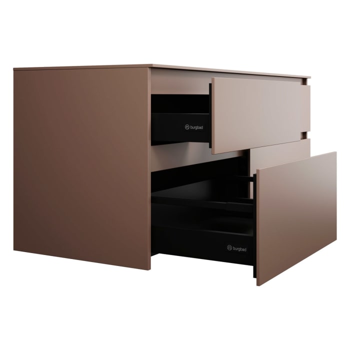 burgbad Lin20 Waschtischunterschrank mit Konsolenplatte 140 cm, 4 Auszüge, Beckenausschnitt links und rechts