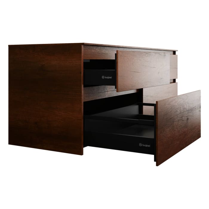 burgbad Lin20 Waschtischunterschrank mit Konsolenplatte 160 cm, 4 Auszüge, Beckenausschnitt links und rechts