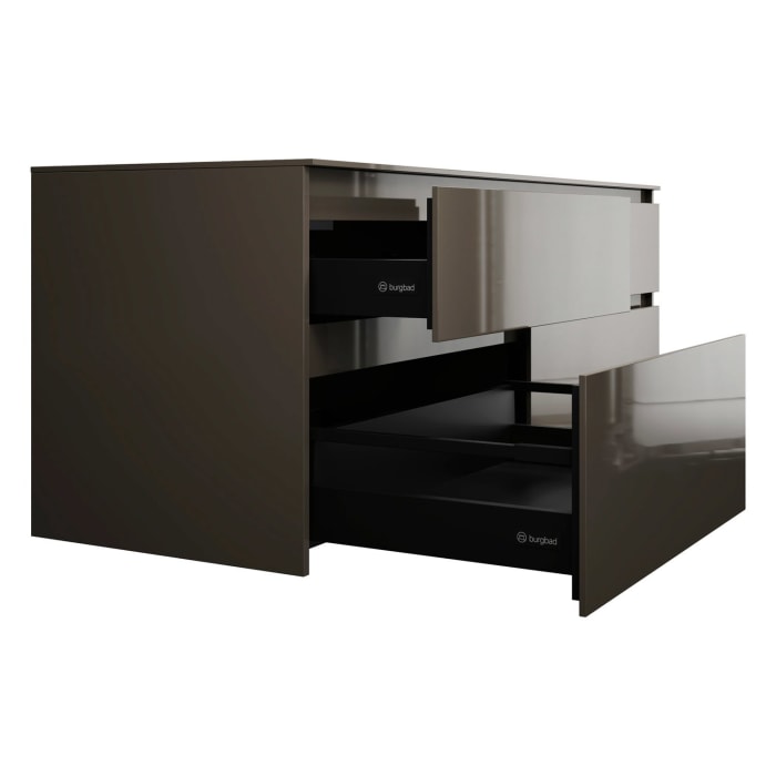 burgbad Lin20 Waschtischunterschrank mit Konsolenplatte 160 cm, 4 Auszüge, Beckenausschnitt links und rechts