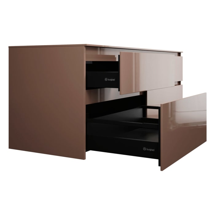 burgbad Lin20 Waschtischunterschrank mit Konsolenplatte 160 cm, 4 Auszüge, Beckenausschnitt links und rechts