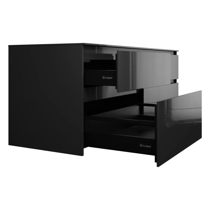 burgbad Lin20 Waschtischunterschrank mit Konsolenplatte 160 cm, 4 Auszüge, Beckenausschnitt links und rechts