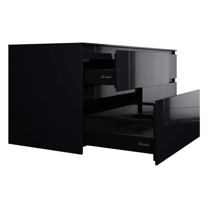 burgbad Lin20 Waschtischunterschrank mit Konsolenplatte 160 cm, 4 Auszüge, Beckenausschnitt links und rechts