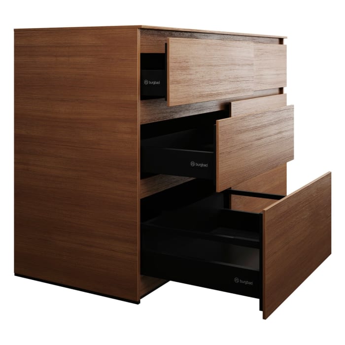 burgbad Lin20 Waschtischunterschrank mit Konsolenplatte 140 cm, 6 Auszüge, Beckenausschnitt links und rechts