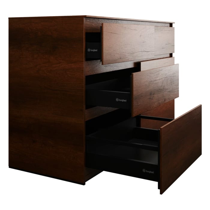 burgbad Lin20 Waschtischunterschrank mit Konsolenplatte 140 cm, 6 Auszüge, Beckenausschnitt links und rechts