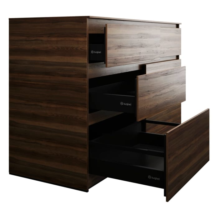 burgbad Lin20 Waschtischunterschrank mit Konsolenplatte 140 cm, 6 Auszüge, Beckenausschnitt links und rechts