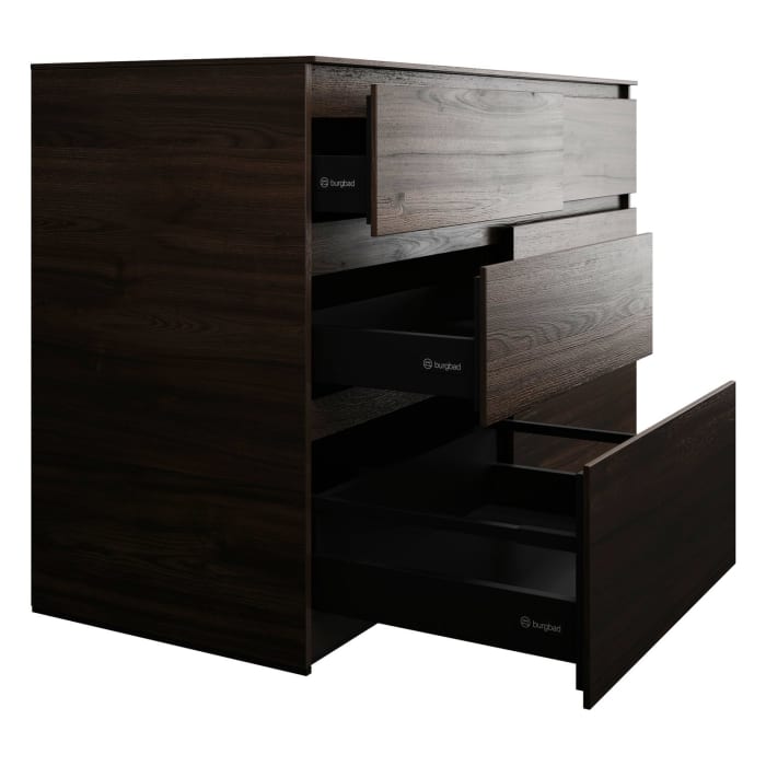 burgbad Lin20 Waschtischunterschrank mit Konsolenplatte 140 cm, 6 Auszüge, Beckenausschnitt links und rechts