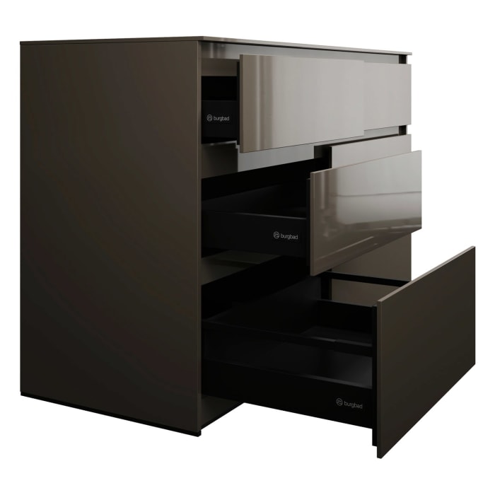 burgbad Lin20 Waschtischunterschrank mit Konsolenplatte 140 cm, 6 Auszüge, Beckenausschnitt links und rechts