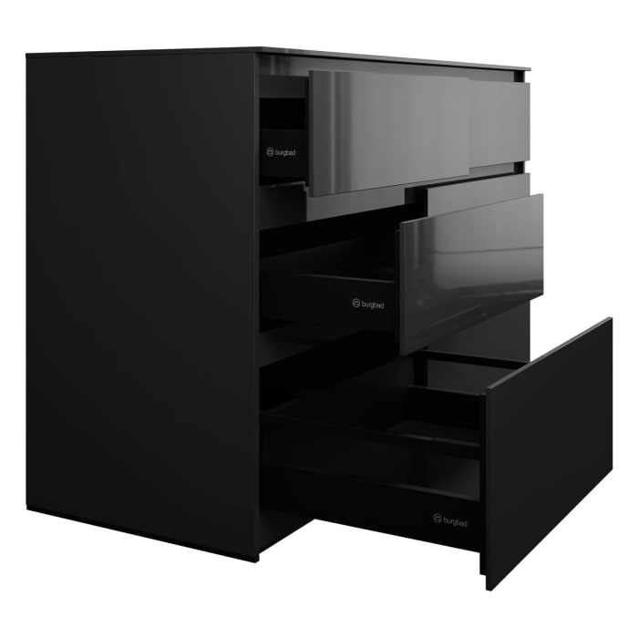 burgbad Lin20 Waschtischunterschrank mit Konsolenplatte 140 cm, 6 Auszüge, Beckenausschnitt links und rechts