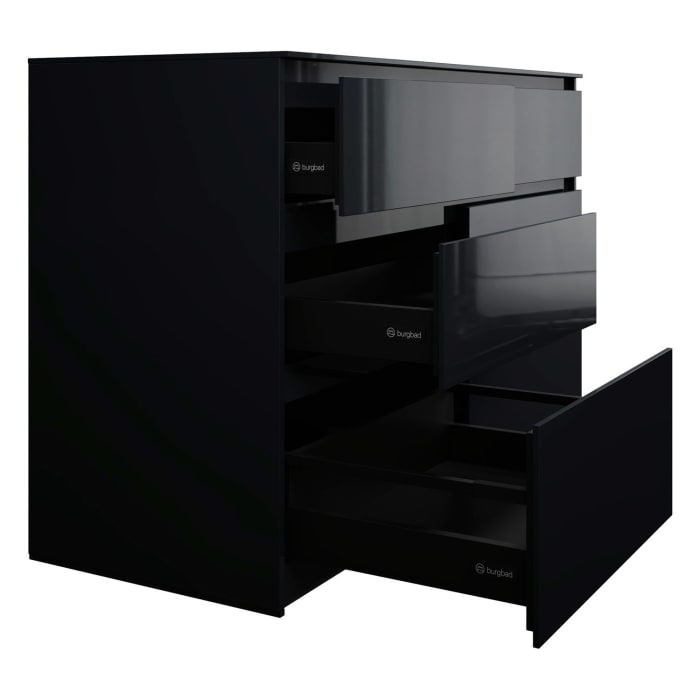 burgbad Lin20 Waschtischunterschrank mit Konsolenplatte 140 cm, 6 Auszüge, Beckenausschnitt links und rechts