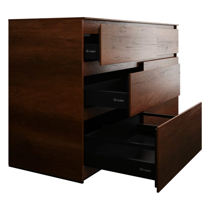 burgbad Lin20 Waschtischunterschrank mit Konsolenplatte 160 cm, 6 Auszüge, Beckenausschnitt links und rechts