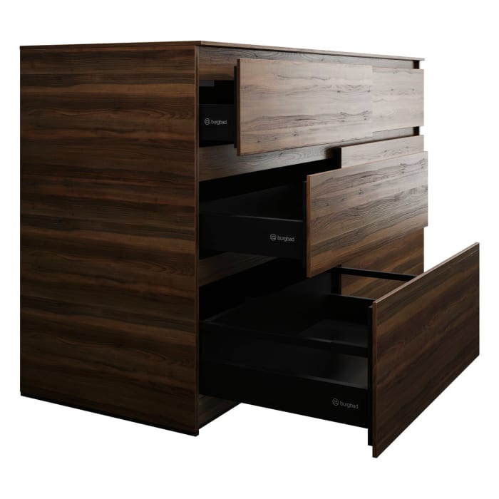 burgbad Lin20 Waschtischunterschrank mit Konsolenplatte 160 cm, 6 Auszüge, Beckenausschnitt links und rechts