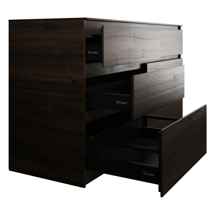 burgbad Lin20 Waschtischunterschrank mit Konsolenplatte 160 cm, 6 Auszüge, Beckenausschnitt links und rechts