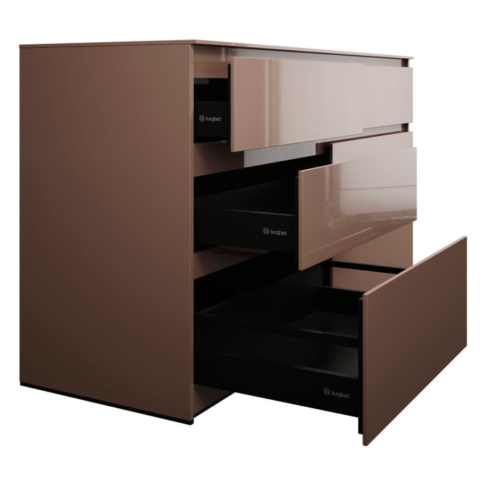 burgbad Lin20 Waschtischunterschrank mit Konsolenplatte 160 cm, 6 Auszüge, Beckenausschnitt links und rechts