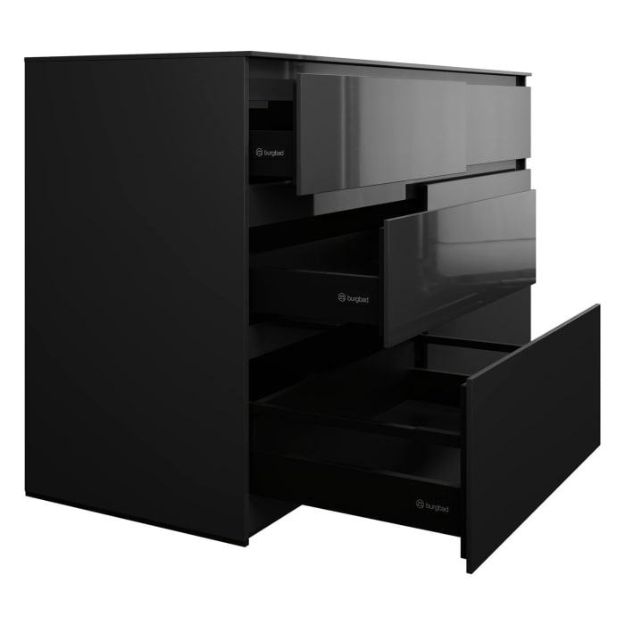 burgbad Lin20 Waschtischunterschrank mit Konsolenplatte 160 cm, 6 Auszüge, Beckenausschnitt links und rechts