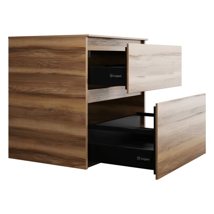 burgbad Lin20 Waschtischunterschrank mit Konsolenplatte 60 cm, 2 Auszüge, Beckenausschnitt mittig