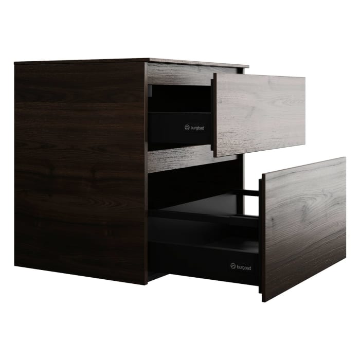 burgbad Lin20 Waschtischunterschrank mit Konsolenplatte 60 cm, 2 Auszüge, Beckenausschnitt mittig