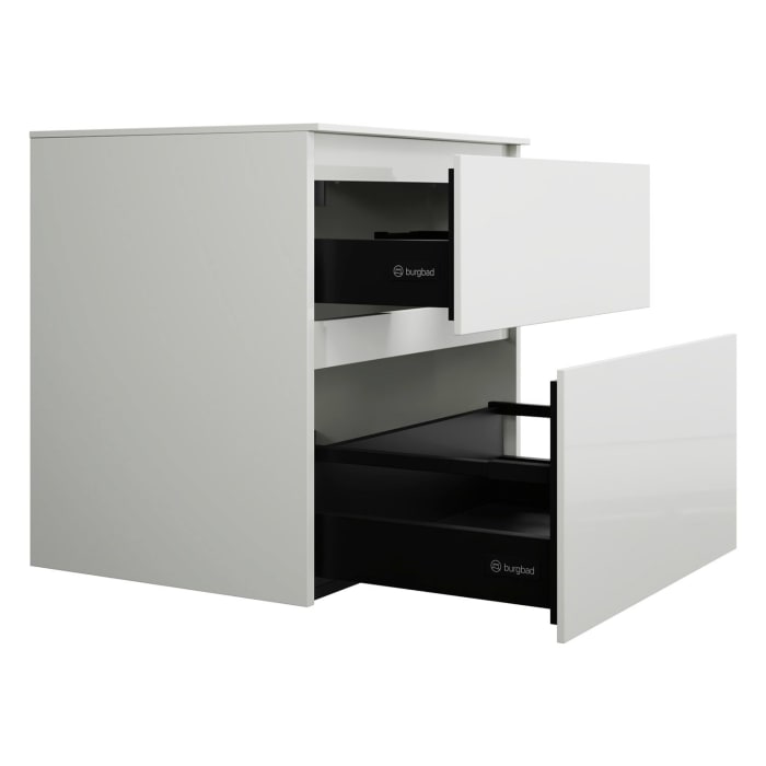 burgbad Lin20 Waschtischunterschrank mit Konsolenplatte 60 cm, 2 Auszüge, Beckenausschnitt mittig